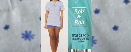 Pigiama da donna estivo in cotone con magliettina e pantaloncino